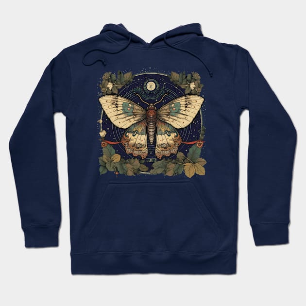 Mystic Moth with Magic Herbarium Hoodie by Unelmoija